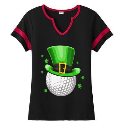 St Patricks Day Leprechaun Hat Shamrock Irish Golf Ladies Halftime Notch Neck Tee