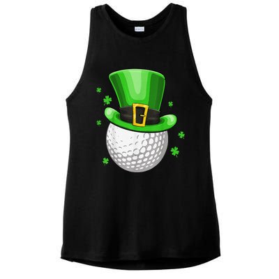 St Patricks Day Leprechaun Hat Shamrock Irish Golf Ladies PosiCharge Tri-Blend Wicking Tank