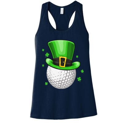 St Patricks Day Leprechaun Hat Shamrock Irish Golf Women's Racerback Tank