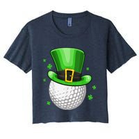 St Patricks Day Leprechaun Hat Shamrock Irish Golf Women's Crop Top Tee