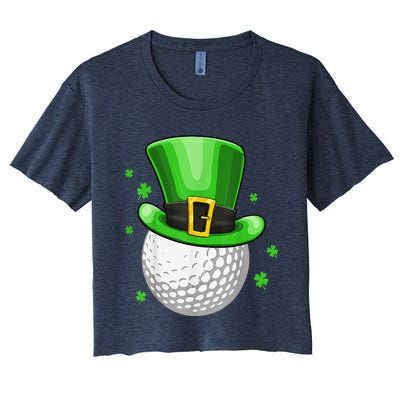 St Patricks Day Leprechaun Hat Shamrock Irish Golf Women's Crop Top Tee