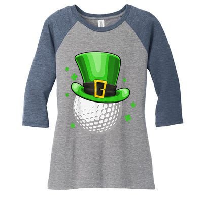 St Patricks Day Leprechaun Hat Shamrock Irish Golf Women's Tri-Blend 3/4-Sleeve Raglan Shirt