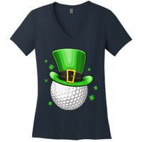 St Patricks Day Leprechaun Hat Shamrock Irish Golf Women's V-Neck T-Shirt