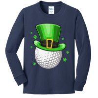 St Patricks Day Leprechaun Hat Shamrock Irish Golf Kids Long Sleeve Shirt