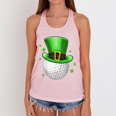 St Patricks Day Leprechaun Hat Shamrock Irish Golf Women's Knotted Racerback Tank