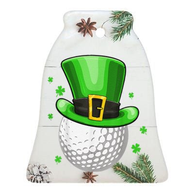 St Patricks Day Leprechaun Hat Shamrock Irish Golf Ceramic Bell Ornament