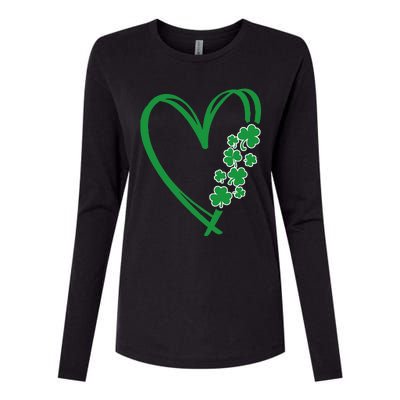 St Patricks Day Shamrock Irish Heart Saint Pattys Paddys Womens Cotton Relaxed Long Sleeve T-Shirt