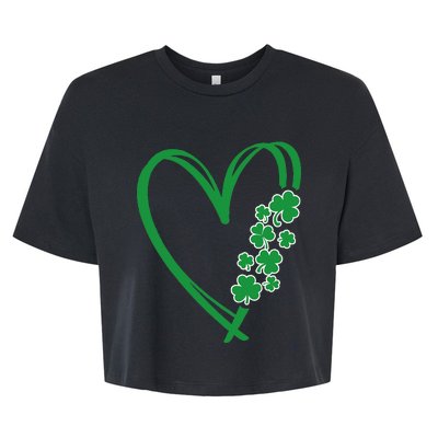 St Patricks Day Shamrock Irish Heart Saint Pattys Paddys Bella+Canvas Jersey Crop Tee