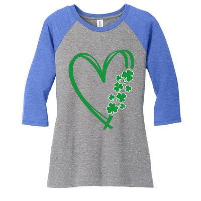 St Patricks Day Shamrock Irish Heart Saint Pattys Paddys Women's Tri-Blend 3/4-Sleeve Raglan Shirt