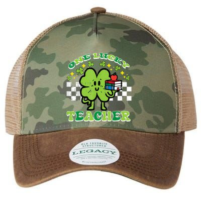St Patrick Day Shamrock One Lucky Teacher Retro Saint Pattys Legacy Tie Dye Trucker Hat