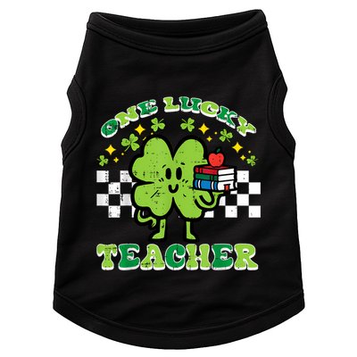 St Patrick Day Shamrock One Lucky Teacher Retro Saint Pattys Doggie Tank