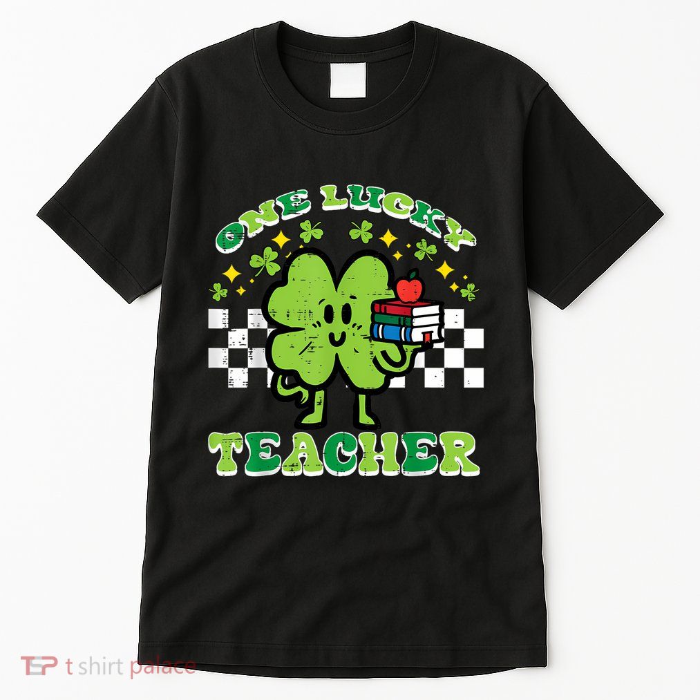 St Patrick Day Shamrock One Lucky Teacher Retro Saint Pattys Tall T-Shirt