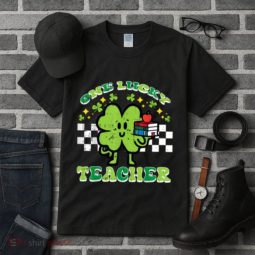 St Patrick Day Shamrock One Lucky Teacher Retro Saint Pattys Tall T-Shirt