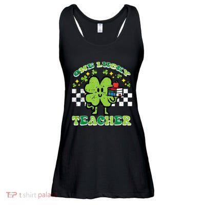 St Patrick Day Shamrock One Lucky Teacher Retro Saint Pattys Ladies Essential Flowy Tank