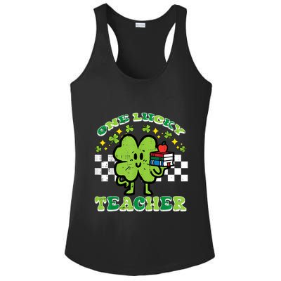 St Patrick Day Shamrock One Lucky Teacher Retro Saint Pattys Ladies PosiCharge Competitor Racerback Tank