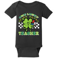St Patrick Day Shamrock One Lucky Teacher Retro Saint Pattys Baby Bodysuit