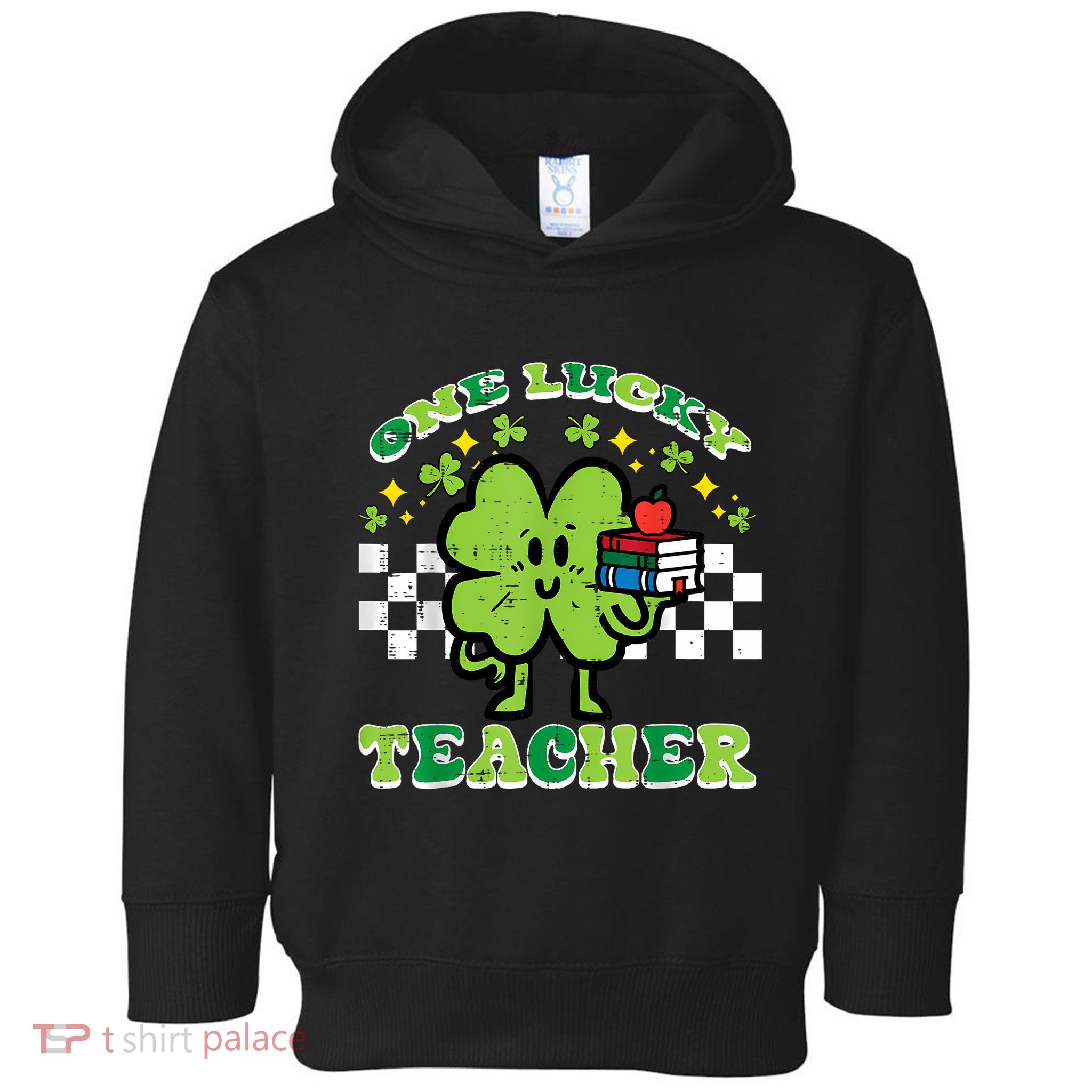 St Patrick Day Shamrock One Lucky Teacher Retro Saint Pattys Toddler Hoodie