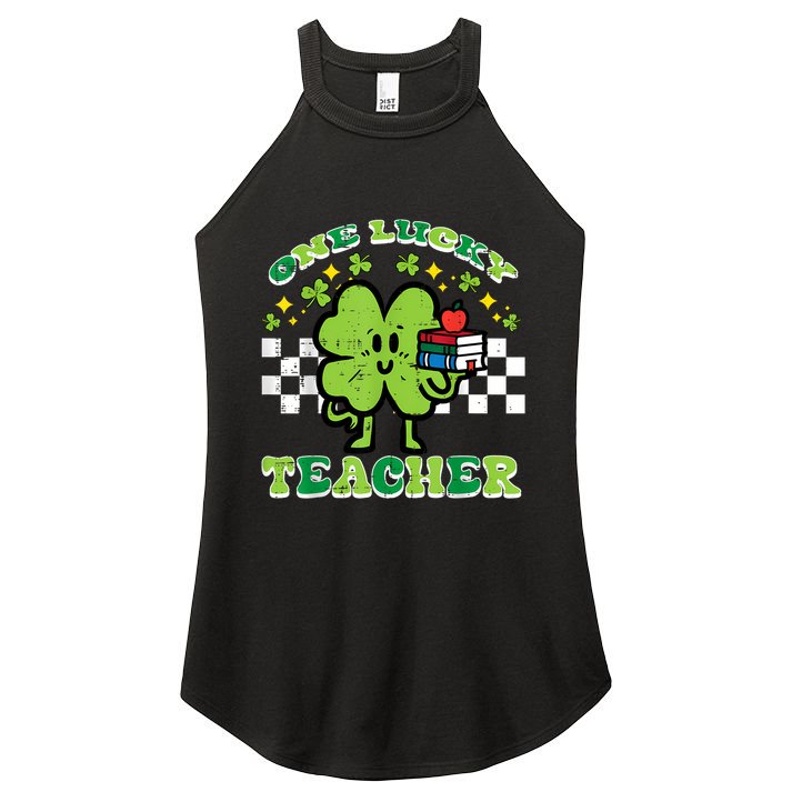St Patrick Day Shamrock One Lucky Teacher Retro Saint Pattys Women's Perfect Tri Rocker Tank