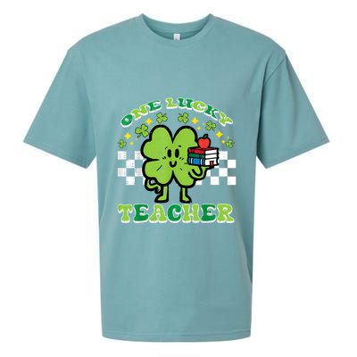 St Patrick Day Shamrock One Lucky Teacher Retro Saint Pattys Sueded Cloud Jersey T-Shirt