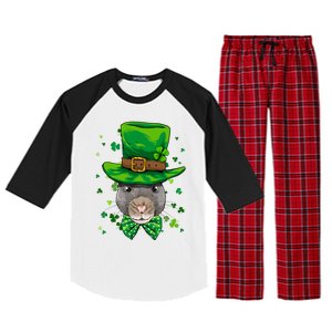 St Patrick's Day Leprechaun Rat Mouse Shamrock Rat Lover Gift Raglan Sleeve Pajama Set