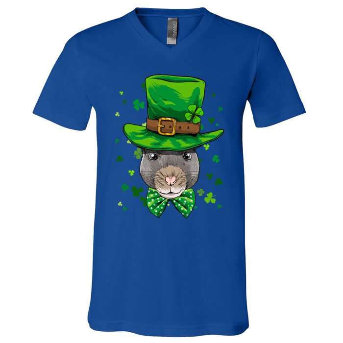 St Patrick's Day Leprechaun Rat Mouse Shamrock Rat Lover Gift V-Neck T-Shirt