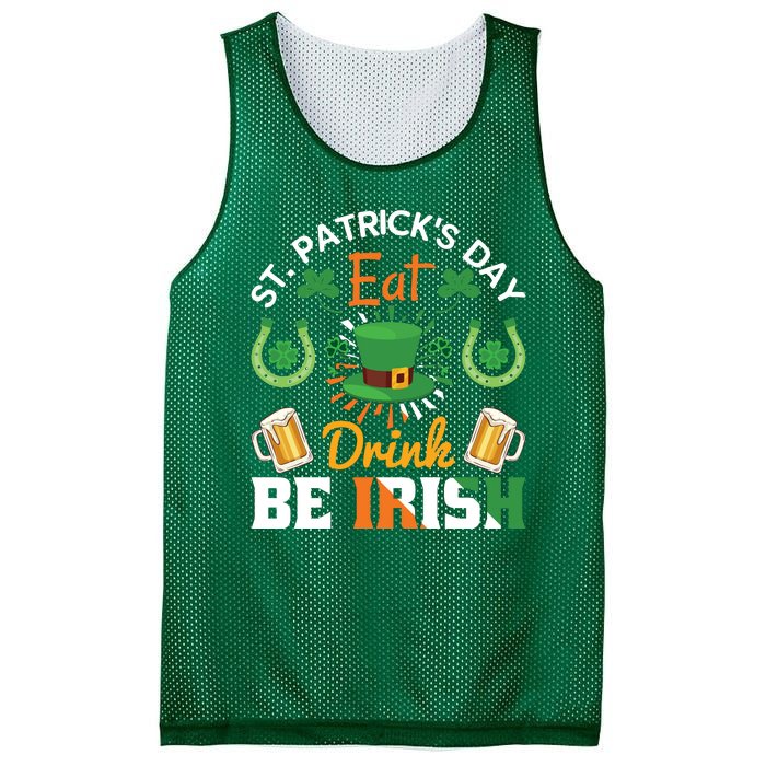 St Patricks Day Eat Drink Be Irish Funny Drinking Day Mesh Reversible Basketball Jersey Tank