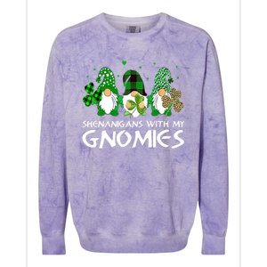 St Patricks Day Shenanigans With My Gnomies Gnomes Shamrock Colorblast Crewneck Sweatshirt