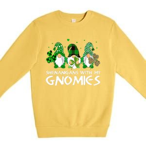 St Patricks Day Shenanigans With My Gnomies Gnomes Shamrock Premium Crewneck Sweatshirt