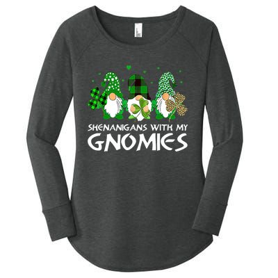 St Patricks Day Shenanigans With My Gnomies Gnomes Shamrock Women's Perfect Tri Tunic Long Sleeve Shirt