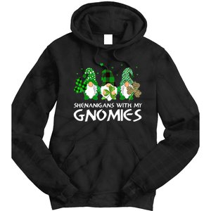 St Patricks Day Shenanigans With My Gnomies Gnomes Shamrock Tie Dye Hoodie