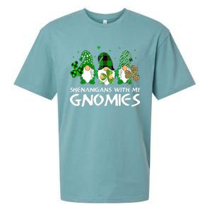 St Patricks Day Shenanigans With My Gnomies Gnomes Shamrock Sueded Cloud Jersey T-Shirt