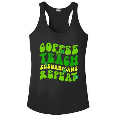 St Patrick's Day Coffee Teach Shenanigans Repeat Ladies PosiCharge Competitor Racerback Tank