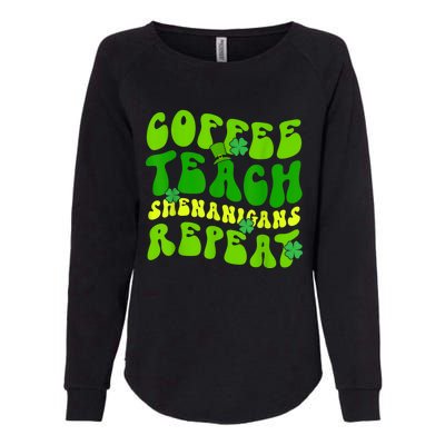 St Patrick's Day Coffee Teach Shenanigans Repeat Womens California Wash Sweatshirt