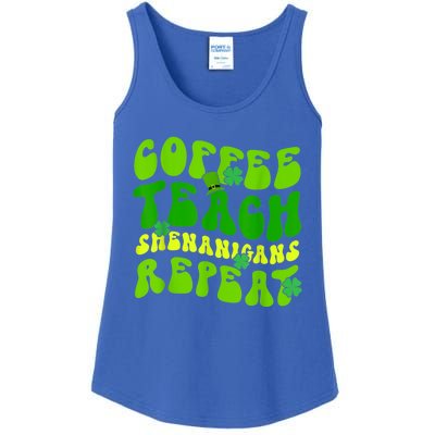 St Patrick's Day Coffee Teach Shenanigans Repeat Ladies Essential Tank