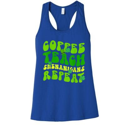 St Patrick's Day Coffee Teach Shenanigans Repeat Women's Racerback Tank