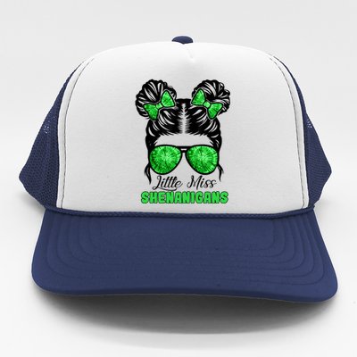 St Patrick's Day Messy Bun Little Miss Shenanigans Funny Gift Trucker Hat