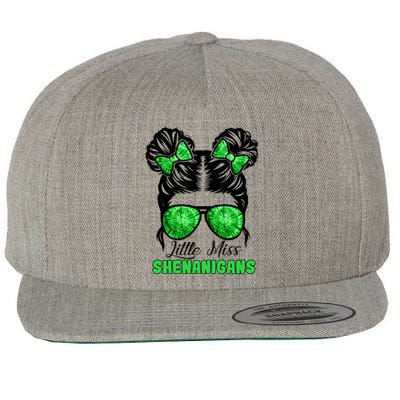 St Patrick's Day Messy Bun Little Miss Shenanigans Funny Gift Wool Snapback Cap