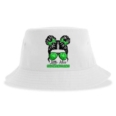 St Patrick's Day Messy Bun Little Miss Shenanigans Funny Gift Sustainable Bucket Hat