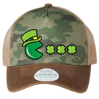 St Patricks Day Eating Shamrock Retro Gamer Legacy Tie Dye Trucker Hat