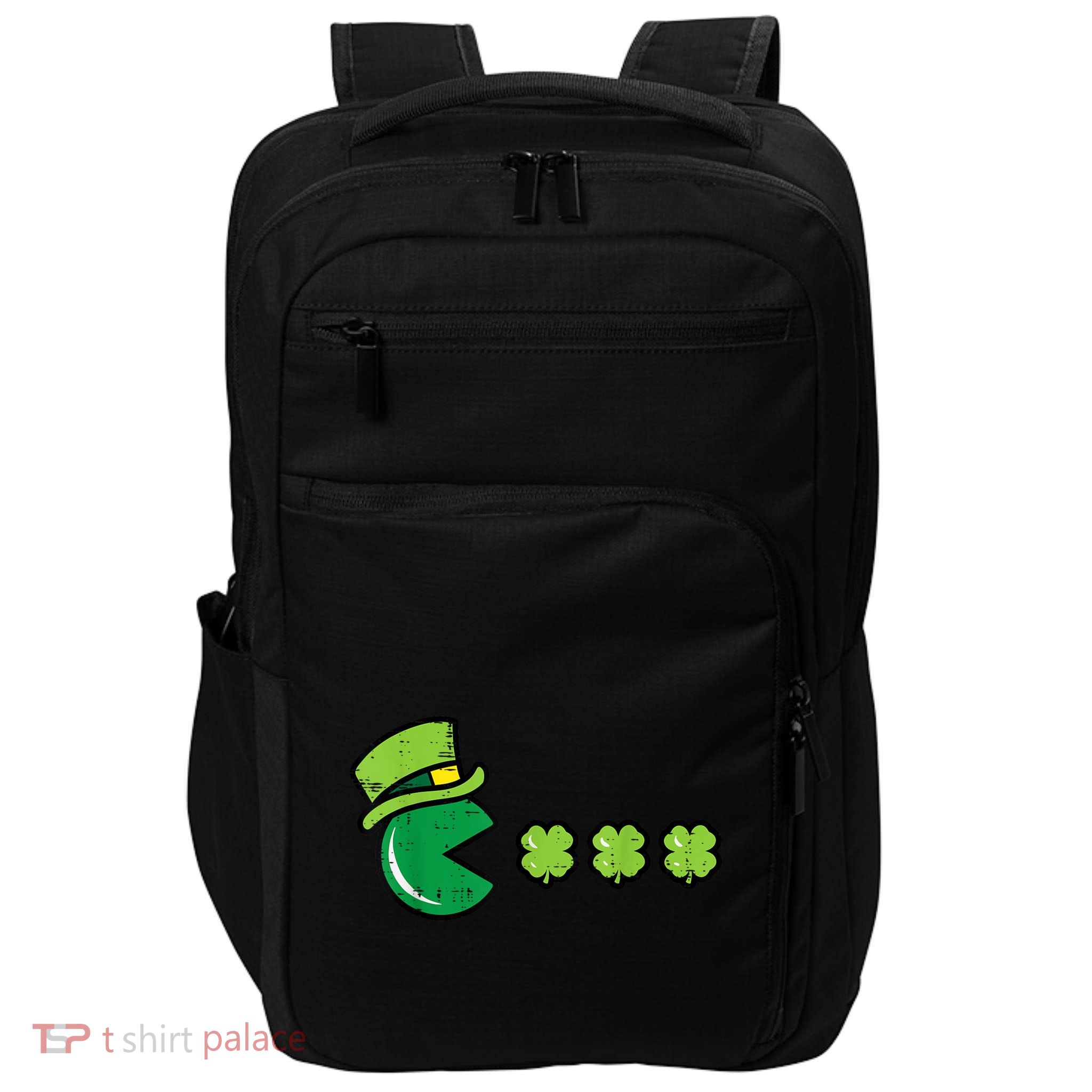 St Patricks Day Eating Shamrock Retro Gamer Impact Tech Backpack
