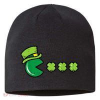 St Patricks Day Eating Shamrock Retro Gamer Sustainable Beanie