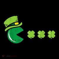 St Patricks Day Eating Shamrock Retro Gamer Pom Pom 12in Knit Beanie