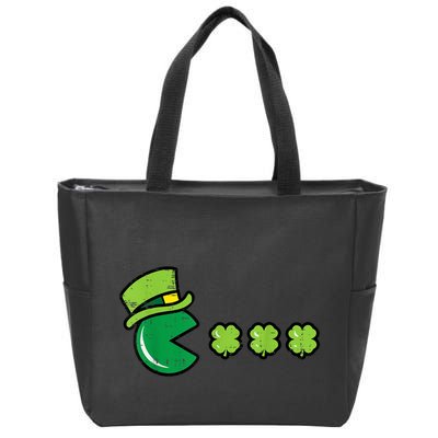 St Patricks Day Eating Shamrock Retro Gamer Zip Tote Bag