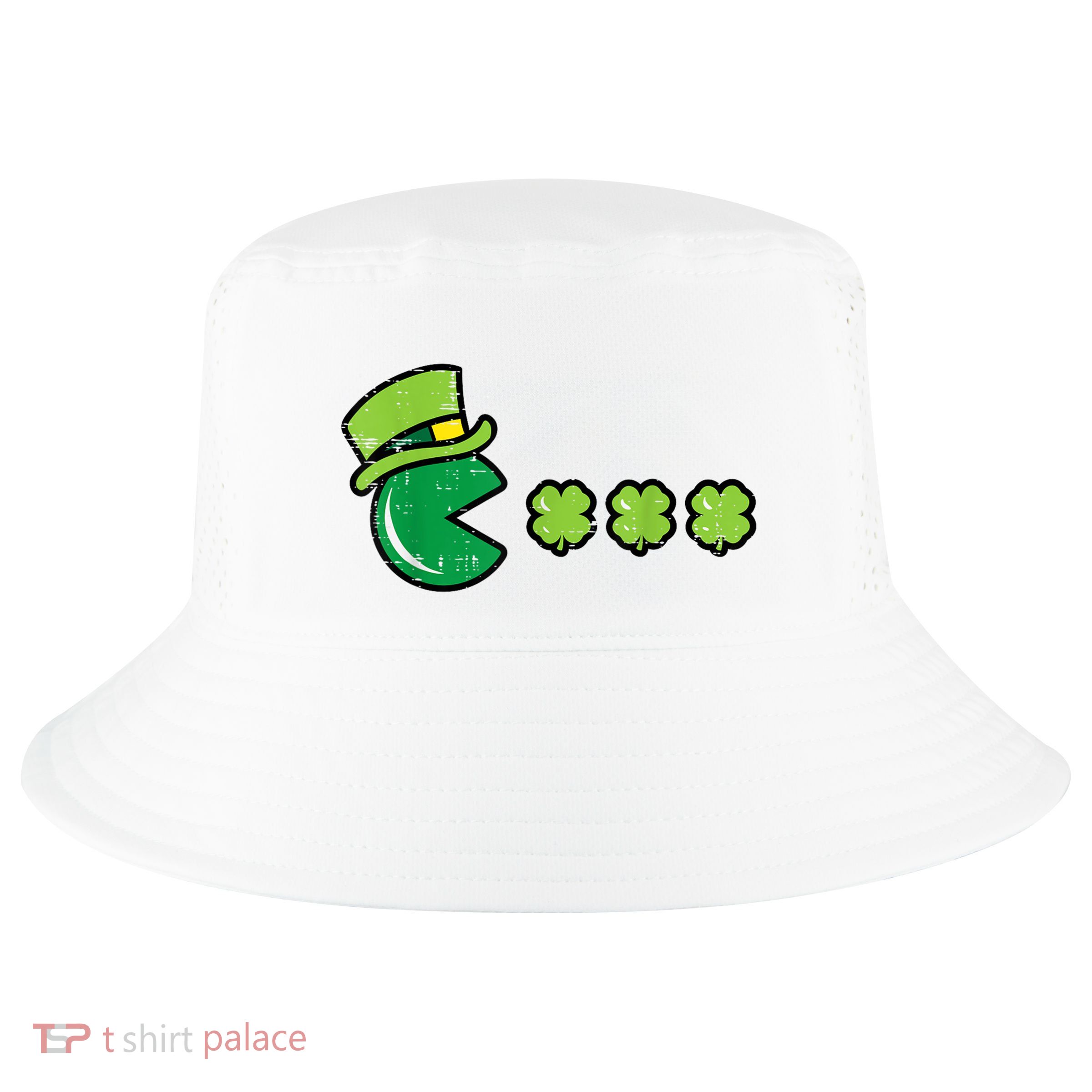St Patricks Day Eating Shamrock Retro Gamer Cool Comfort Performance Bucket Hat