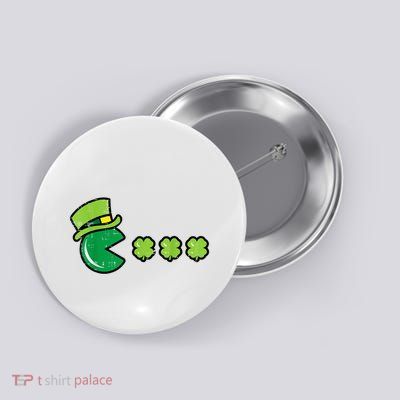 St Patricks Day Eating Shamrock Retro Gamer Button