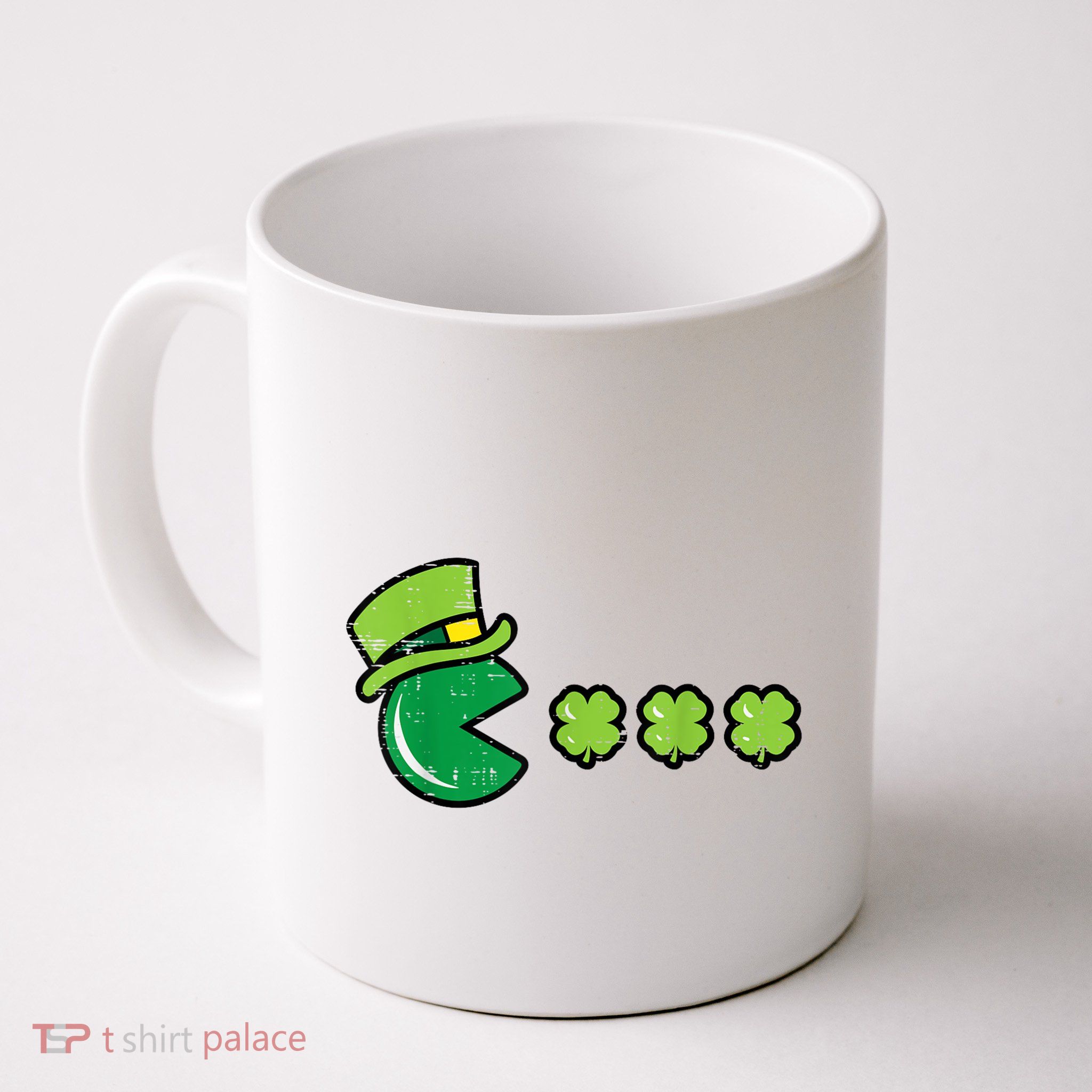 St Patricks Day Eating Shamrock Retro Gamer Mug