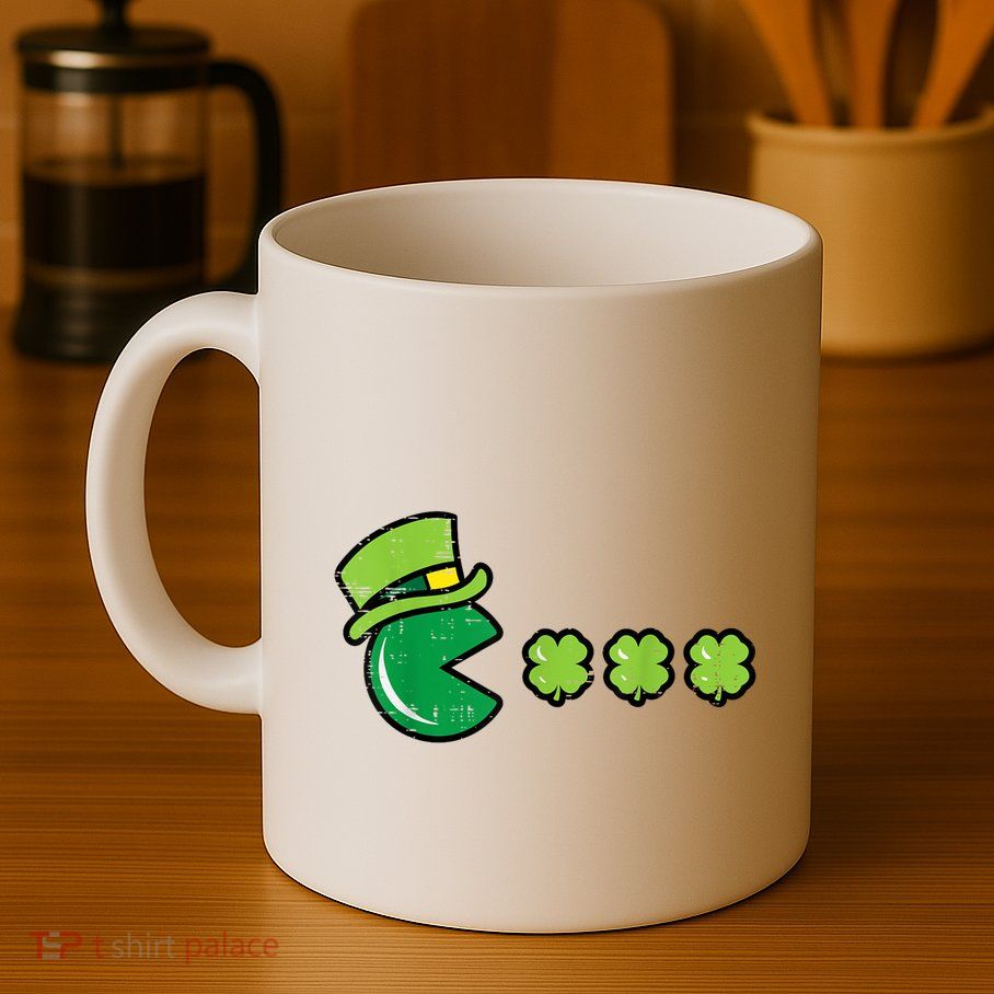 St Patricks Day Eating Shamrock Retro Gamer Mug