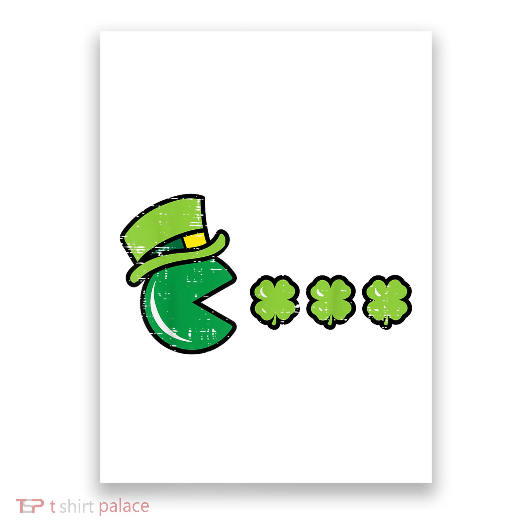 St Patricks Day Eating Shamrock Retro Gamer Poster