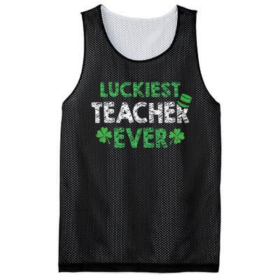 Saint Patrick's Day Luckiest Teacher Ever Funny Gift Mesh Reversible Basketball Jersey Tank