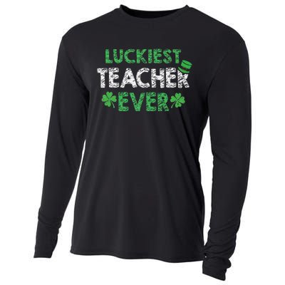 Saint Patrick's Day Luckiest Teacher Ever Funny Gift Cooling Performance Long Sleeve Crew